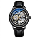 Sharphy montre homme de luxe bracelet en cuir mcanique automatique cadran squelette chronographes noir ...