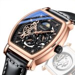 Sharphy montre homme de marque de luxe cadran squelette bracelet en cuir noir cool lgant diamants affichage ...