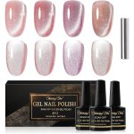 She semi - permanent magnetic polish 4 colours nude rose gold holographic cat eye semi - permanent nail ...