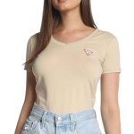 T - shirt beige femme guess mini triangle