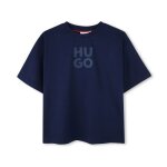 T - shirt bleu marine � manches courtes hugo pour enfant