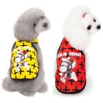 T - shirt en coton extensible sans manches pour chien lot de 2 (rouge et jaune)