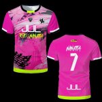 T - shirt de football - homme - mm9 jul - rose / noir / vert fluo - taille s