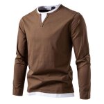 T - shirt homme manches longues effet 2 en 1 col v casual tee shirt coton regular fit contraste confortable ... T - shirt homme manches longues effet 2 en 1 col v casual tee shirt coton regular fit contraste confortable ...