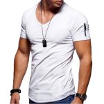 T - shirt hommetee shirt  col v casual homme couleur unie grande taille tshirt homme - blanc