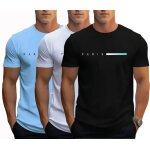 T - shirt  manches courtes et col rond ecelen pour homme - lot de 3 bleu blanc noir - t - shirt respirant ...