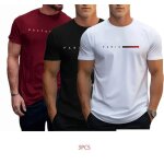 T - shirt  manches courtes et col rond pour homme ecelen - lot de 3 rouge noir blanc - t - shirt respirant ...