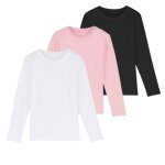 T - shirt � manches longues enfant blanc - rose - noir - - blanc