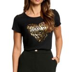 T - shirt noir / dor� femme morgan serigraphie1