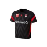 T - shirt training ruck rugby lyon lou rugby entrainement noir et rouge adulte