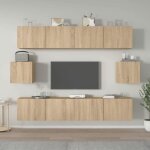 Shop ensemble de meubles tv - 6 pcs - ch�ne sonoma bois ding�nierie - armoire de t�l�vision b - 585179009735 ...