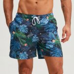 Short de bain plage homme sport imprime sechage rapide doublure en maille - bleu marine