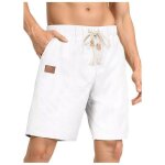 Short homme cargo chino blanc en lin et coton taille 38 - bermuda d�t� respirant taille �lastique style ...