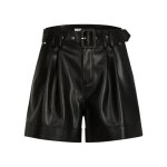 Short en simili cuir coupe droite femme morgan noir avec une ceinture
