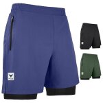 Short de sport 2 en 1 - mytra fusion - bleu marine - lger - respirant - schage rapide