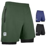Short de sport 2 en 1 - mytra fusion - vert olive - lger - respirant - schage rapide
