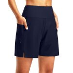 Short sport femme et avec poches taille elastique schage rapide couleur unie pour loisir jogging fitness ...