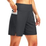 Short sport femme et avec poches taille elastique schage rapide couleur unie pour loisir jogging fitness ...