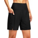 Short sport femme et avec poches taille elastique schage rapide couleur unie pour loisir jogging fitness ...