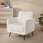Fauteuil design - sicaan - emma - tissu bouclette - l. 71 x p. 75 x h. 81 cm - blanc