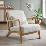 Fauteuil scandinave vintage - sicaan - marie - tissu bouclette - l. 65 x p. 84 x h. 74 cm - blanc