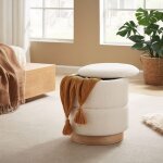 Pouf avec coffre de rangement - sicaan - roméo - tissu bouclette - d. 37 x h. 42 cm - blanc - pouf de ... Pouf avec coffre de rangement - sicaan - roméo - tissu bouclette - d. 37 x h. 42 cm - blanc - pouf de ...