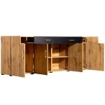 Sideboard armoire de cuisine armoire de rangement 208 x 39. 5 x 80 cm commode avec 4 portes 2 tiroirs ...