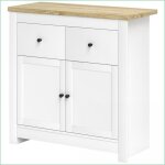 Sideboard &amp buffet - homcom - 2 schubladen portes � fermeture douce �tag�re r�glable - blanc