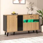 Sideboard design bois et noir 140x78. 5x41cm meuble de rangement polyvalent avec éclairage led et vitrées ... Sideboard design bois et noir 140x78. 5x41cm meuble de rangement polyvalent avec éclairage led et vitrées ...