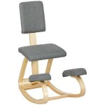 Siège assis genoux - homcom - en bois à bascule - pour bureau à domicile - gris Siège assis genoux - homcom - en bois à bascule - pour bureau à domicile - gris
