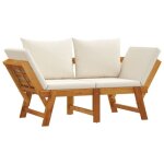 Sige de banc kimmy banquette de jardin avec coussins 2 en 1 bois dacacia massif shop49792452