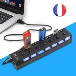 Hub usb 2. 0 - simplisim - 7 ports - interrupteur on / off - compatible windows, mac, linux - noir