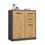 Simplo - buffet 74 cm 2 portes & 2 tiroirs - anthracite ch�ne artisan