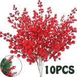 Simulation de baies de nol 10 pices 14 baies fleurs artificielles fruits plantes de cerisier dcoration ...