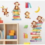 Singe avec des livres stickers muraux singes autocollant mural pour enfants bébé garçon chambre pépinière ... Singe avec des livres stickers muraux singes autocollant mural pour enfants bébé garçon chambre pépinière ...