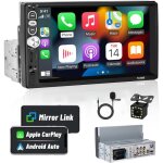 Single din 7 pouces avec carplay android auto mirror link bt / usb / tf / aux in / fm / eq digital receiver ...