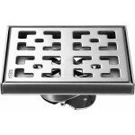 Siphon de douche carr� bross� drain sol en acier inoxydable avec grille amovible 12x12cm