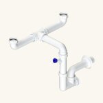 Siphon gain de place pour vier cuisine 2 bacs