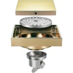 Siphon sol or cach� drain de douche carr� caniveau laiton anti - odeur wc salle de bain 100x100mm