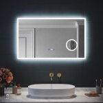 Sirhona 3x loupe miroir led salle de bain Éclairage avec horloge numérique, fonction anti - buée, 100x60cm ... Sirhona 3x loupe miroir led salle de bain Éclairage avec horloge numérique, fonction anti - buée, 100x60cm ...