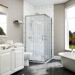 Sirhona cabine de douche entre accs dangle  double porte extensible coulissante 80x80 cm hauteur 185 ...