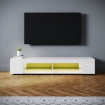 Sirhona meuble tv led 1603930 cm blanc demi - ouvert verre stratifi