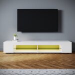 Sirhona meuble tv led 1803930 cm blanc demi - ouvert verre stratifi