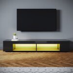 Sirhona meuble tv led 1803930 cm noir demi - ouvert verre stratifi