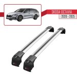 Pour skoda octavia (nx) 2020 - 2025 barres de toit ace - 2 railing porte - bagages de voiture / gris Pour skoda octavia (nx) 2020 - 2025 barres de toit ace - 2 railing porte - bagages de voiture / gris