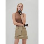 Sl st. lvant?jupe courte pour femme couleur kaki taille l taille haute coupe asymtrique en a amincissante ...