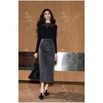 Sl st. lvant pull - over en maille pour femme couleur noire taille l assembl en organza amincissant ...