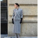 Sl st lvant trench - coat long pour femme gris taille l coupe ample simple boutonnage style vintage ...