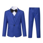 Sliktaa costumes garons 3 pices mariage slim fit formel partie un bouton - blazer gilet pantalon bleu170 ...