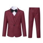 Sliktaa costumes garons 3 pices mariage slim fit formel partie un bouton - blazer gilet pantalon bordeaux90 ...